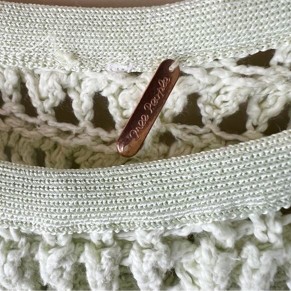 Free‎ People Cozy Pullover Sweater Sugared Mint Sz S Open Knit Cropped Crochet - Picture 9 of 10